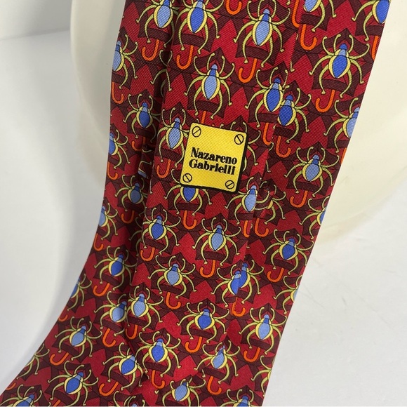Nazareno Gabrielli Italian 100% Silk Tie Hand Made in Italy 58"x3.75 Necktie - Picture 3 of 4